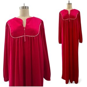 Vintage Soft Velvet House Dress with Tassel